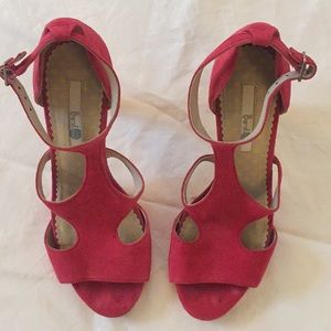 Boden pink suede high heels size 38